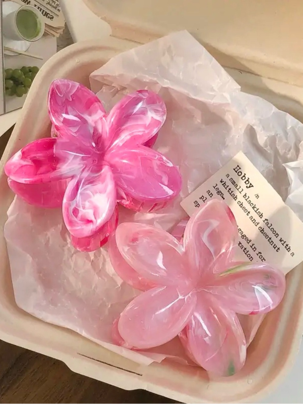 Stone Mountain Accessories Pink Marbled Flower Hair Claw Clip Duo